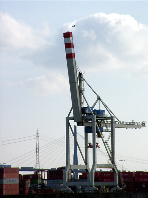 Hafenkran mit Köhlbrandbrückenausleger