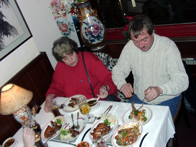 Family at asian restaurant
