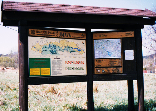 Hiking Sign And Map, Sumavsky Narodni Pamatka, Budejovicky Kraj, Bohemia(CZ), 2007