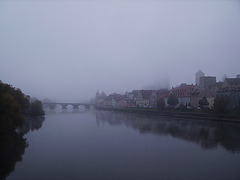 foggy view of regensburg