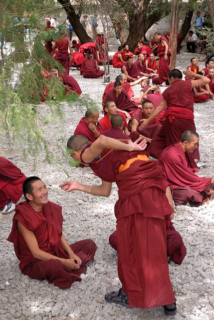 Lhasa monks debating inside the Sera Monastery