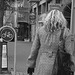 Aladin Swedish blond Lady in hammer heeled boots /  Blonde Suédoise en bottes à talons marteaux - Helsingborg / Suède.  22 Octobre 2008 -  B & W