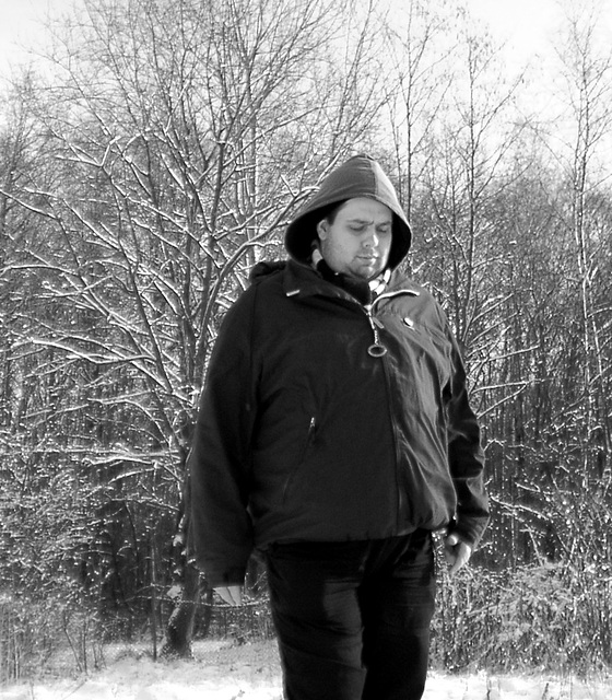 Walkaway throw the winter-forest