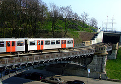Bridge between the 2 tunnels between stations Landungsbrücken and St.Pauli (yellow line, U3)