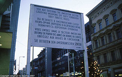 Checkpoint Charlie Sign, Berlin, Germany, January 2007