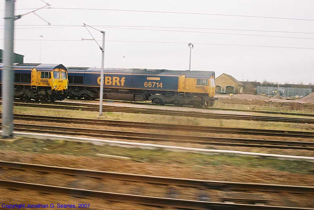 GBRf #66714 & 66711, unknown location KX-Peterborough, England(UK), 2007
