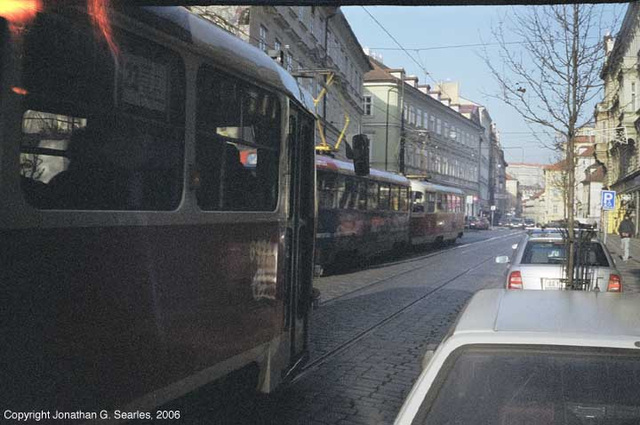 Lomo 135BC Action Shot Of Trams On Ujezd, Shot 3, Prague, CZ, 2006