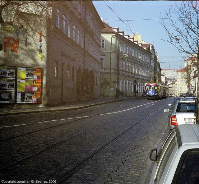 Lomo 135BC Action Shot Of Trams On Ujezd, Shot 1, Prague, CZ, 2006