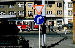 Tram at U Kastanu stop, Prague, CZ, 2006