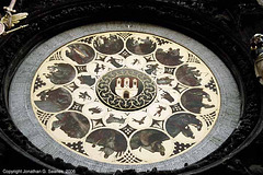 Prazky Orloj, Lower Dial Detail, Prague, CZ, 2006