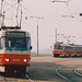 Tatra T3 and T6A5 trams, Sidliste Barrandov, Prague, CZ, 2005