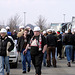 Bauarbeiter auf dem Weg nach Dynamo Dresden