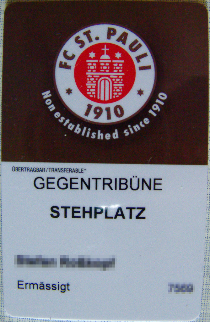 Dauerkarte FC St. Pauli (Vorderseite)