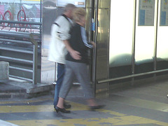 Mature in sexy nun shoes  /   Dame mature en chaussures de religieuses sexy -  Aéroport de Bruxelles / 19 octobre 2008.