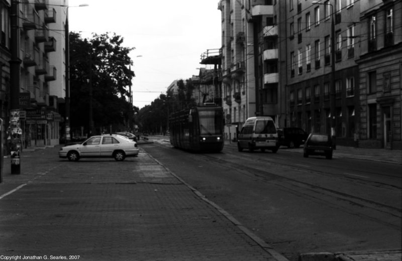 Tram Approaching Politechnika, Warsaw, Poland, 2007
