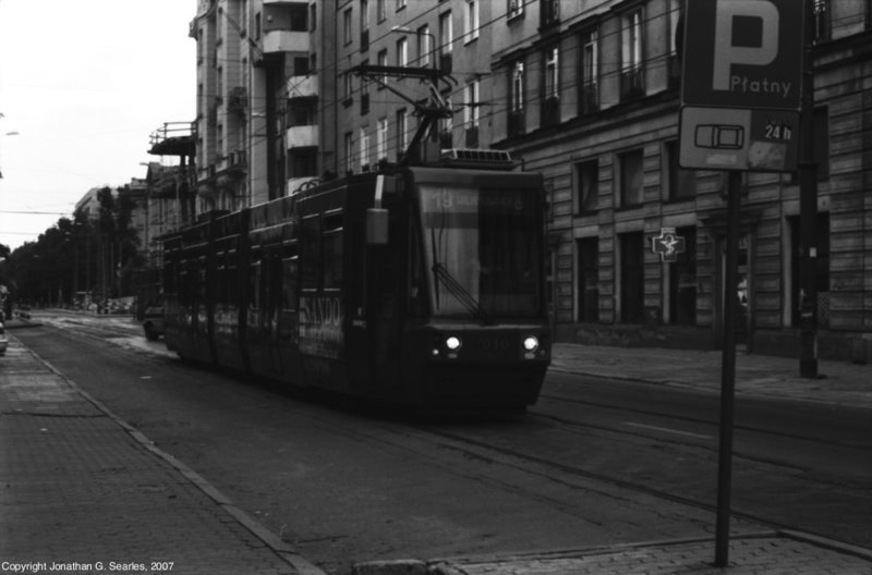 Tram Approaching Polytechnika, Picture 2, Warsaw, Poland, 2007