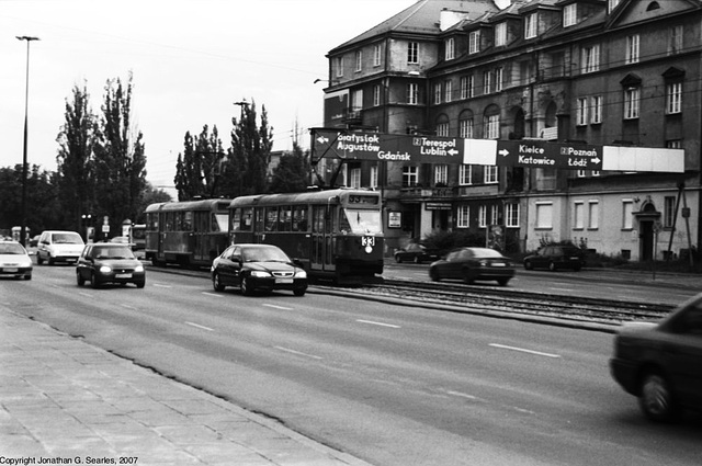 Trams At Nowowiejska and Chałubińskiego Intersection, Picture 2, Warsaw, Poland, 2007