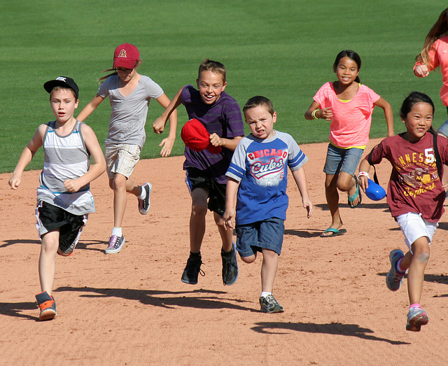 Kids Running The Bases at Hohokam Stadium (0778)