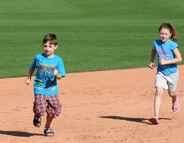 Kids Running The Bases at Hohokam Stadium (0798)
