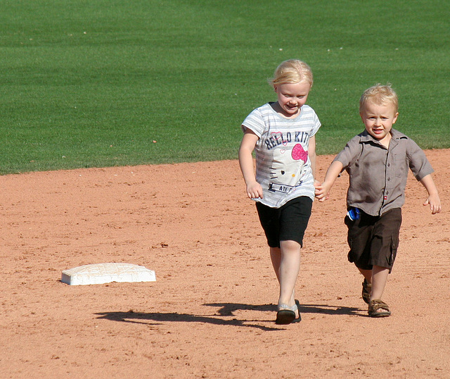 Kids Running The Bases at Hohokam Stadium (0804)