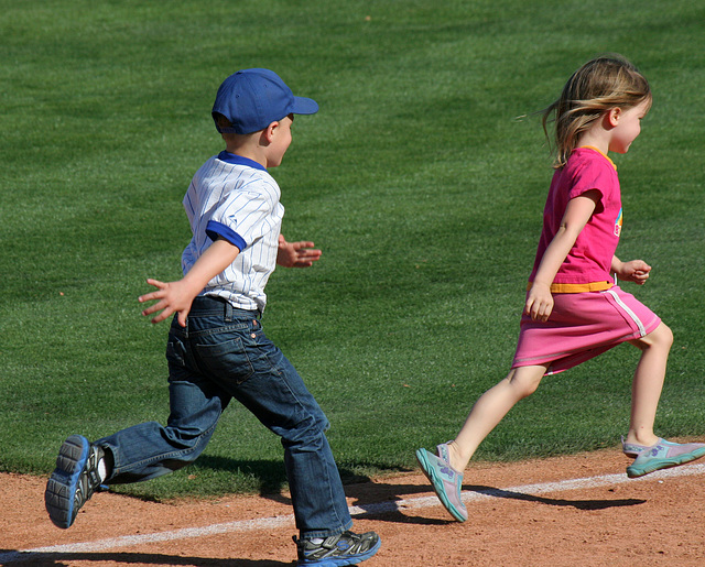 Kids Running The Bases at Hohokam Stadium (0867)
