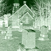Cimetière et église  / Church and cemetery  -  Ormstown.  Québec, CANADA.  29 mars 2009  - Négatif colorisé en  vert  /  Négative colorized in green
