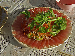 Excellent Sashimi prepared from freshly caught fish