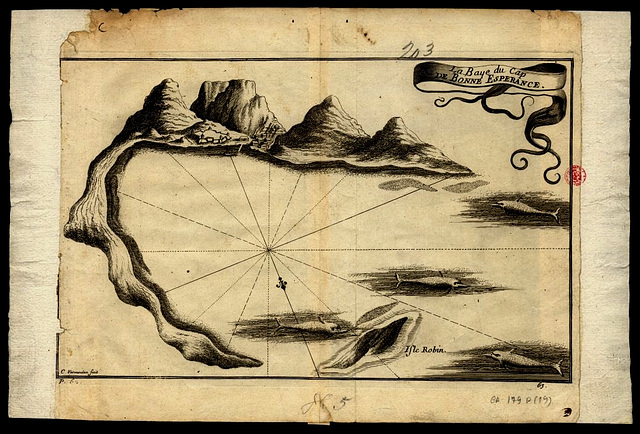 Discoveries, Cape Town Bay, old map