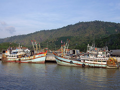 Thai Fisher boats on the pier
