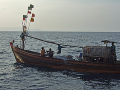 Fishing boat on open water near Kaw Thong