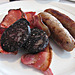 Bangers, black pudding and bacon