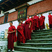 Monks in front the Rinpung Dzong in Paro