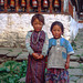 Bhutanese little ladies in the yard of the monastery