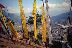 Prayer flags over Thimphu