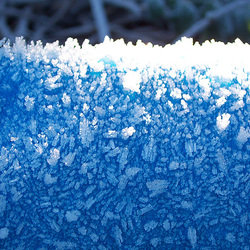 Hoar frost on a tarpaulin looks brilliant in the sun
