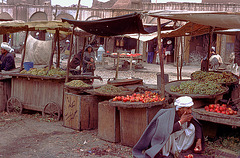 Simple fruit and vegetable selling on an ancient place