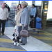 Dame blonde du bel âge en bottes de Dominatrice avec son toutou - Blonde mature in Dominatrix Boots with her dog- 19-10-2008 -  Aéroport de Bruxelles .