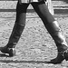 Bankomat Lady in mini denim skirt and Dominatrix SS boots style - Ängelholm / Sweden-  October 23th 2008 - B & W