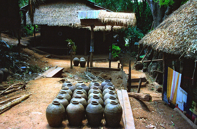 Villager brew an hootch from sticky rice