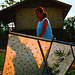 Drying rice paper sheets in the sun
