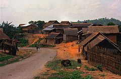 The highway through an Akha village