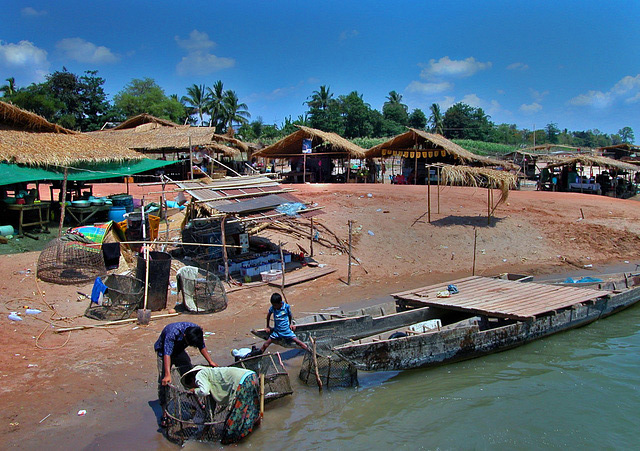 Fisher village on the Mekong riverside