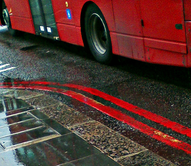 Red bus, red lines