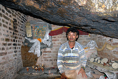 Inside the cave at the Shikha Narayan Temple