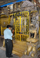 In front of the Hiranya Varna Mahaa Vihar Temple in Patan