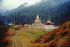 A stupa and a chorten