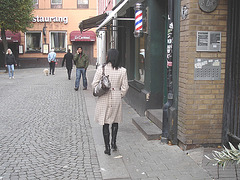 Barber's shop black Swedish Lady in chopper heeled boots