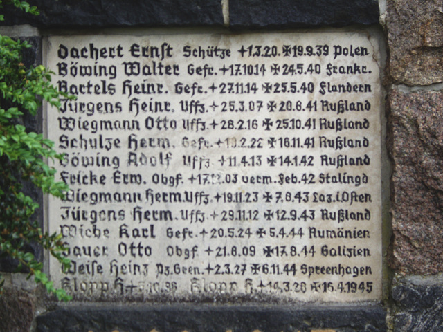 a village two wars - half of the right side of the Memorial in the village Voitze