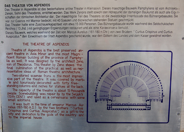 priskribo de la amfiteatro en Aspendis