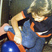 Me playing with a jumpingball at my birthday.